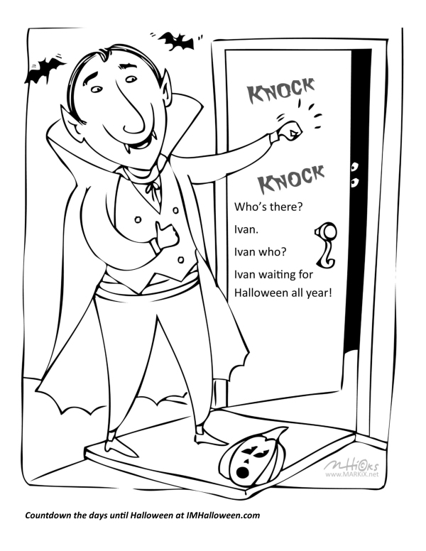 Vampire Knock Knock Joke Coloring Page